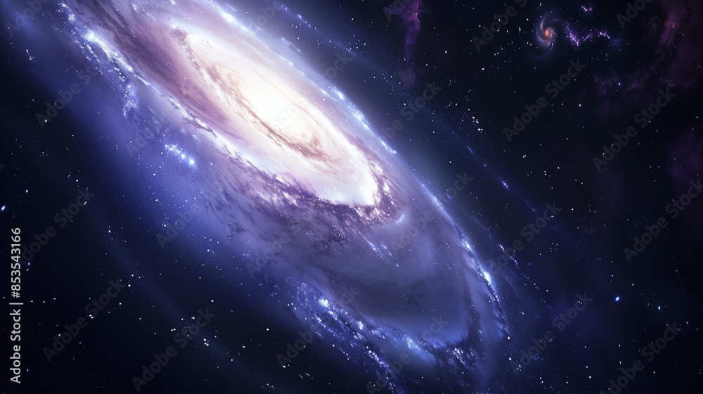 A view from space to a spiral galaxy and stars, universe filled with glowing stars, nebula, and galaxy, A view from space to a spiral galaxy and stars, universe filled with glowing stars, nebula, and galaxy,