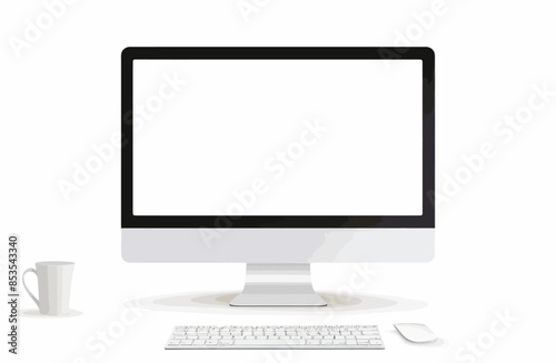 Modern Computer Setup with Keyboard and Mouse on a White Background