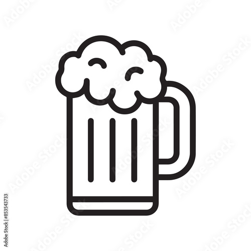 Beer glass cup icon fresh black menu design.