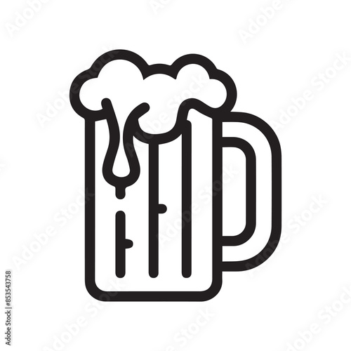 Beer glass cup icon fresh black menu design.