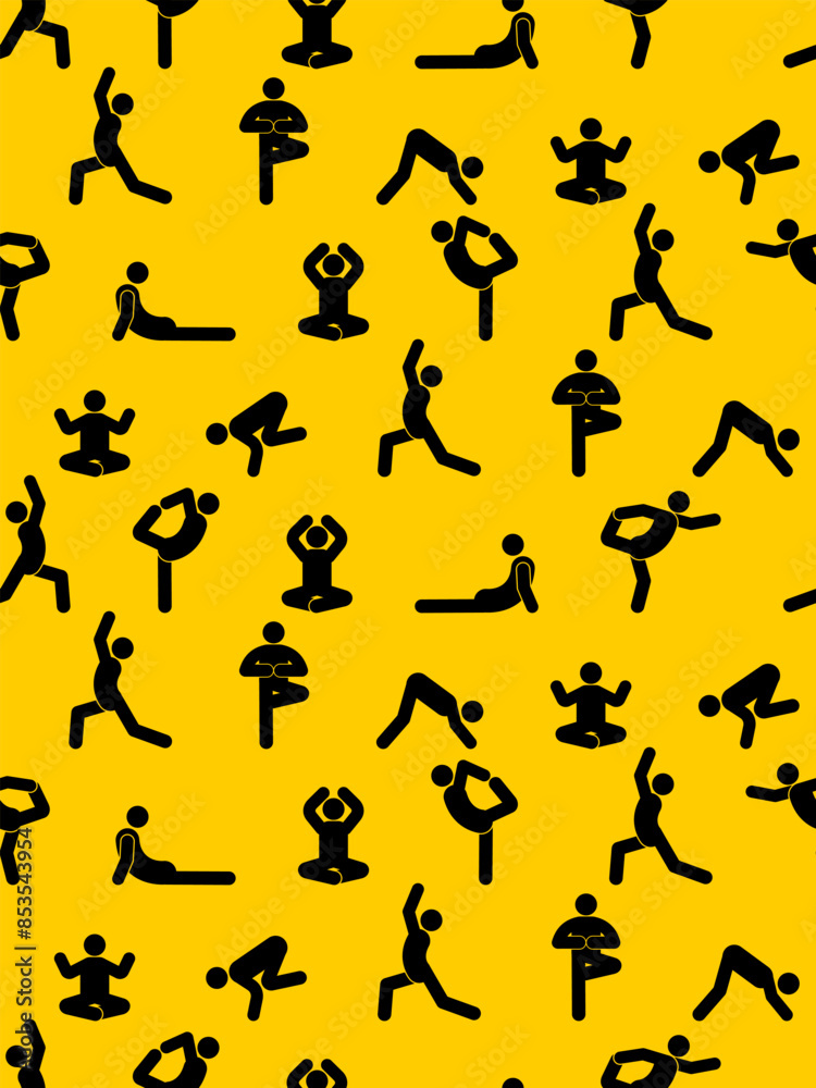 Yoga Pattern seamless. Icon for yoga pose class Background Yoga Pattern seamless. Icon for yoga pose class Background