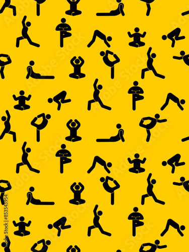 Yoga Pattern seamless. Icon for yoga pose class Background