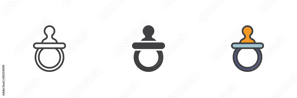 Pacifier different style icon set Pacifier different style icon set