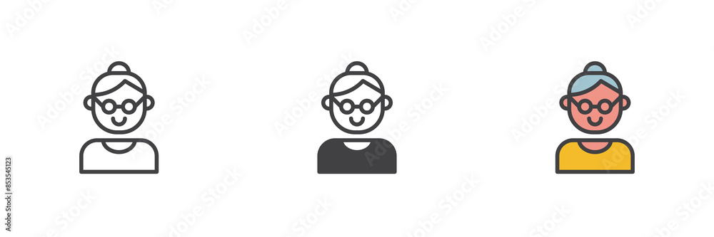 Grandmother different style icon set Grandmother different style icon set