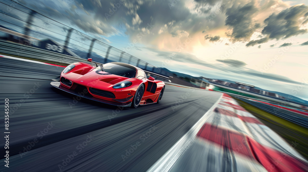 Supercar Driving at High Speed on Circuit Track Supercar Driving at High Speed on Circuit Track
