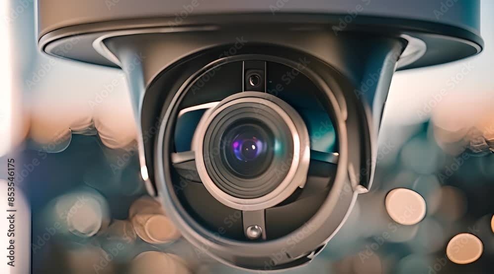 Close-Up of Rotating Security Camera in Motion Close-Up of Rotating Security Camera in Motion