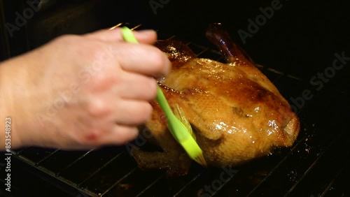 Glazing in Progress of a Delicious Roasted Bird