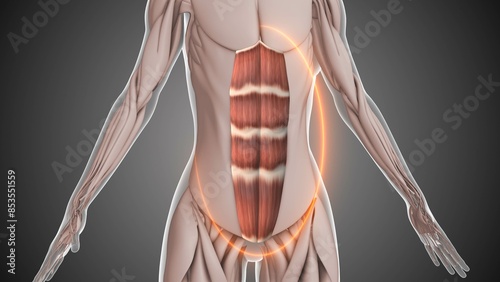 Rectus abdominis muscle anatomy concept photo