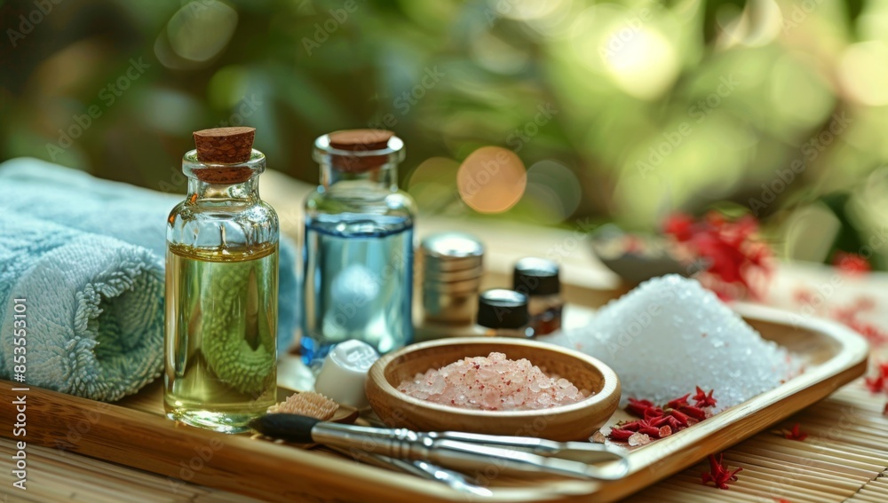 An aesthetic display of spa products An aesthetic display of spa products