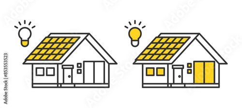 太陽光で発電、家の電力として使うイメージ