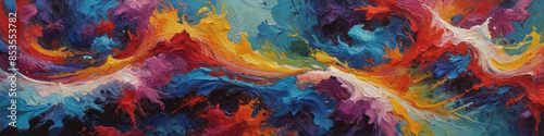 Wallpaper Mural An abstract oil painting featuring bold, swirling patterns and vibrant colors, the thick layers of paint creating a dynamic and textured visual experience.  Generative AI Torontodigital.ca