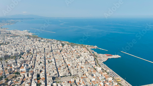 Patras, Greece. Central part of the city in summer. Sunny day, Aerial View photo