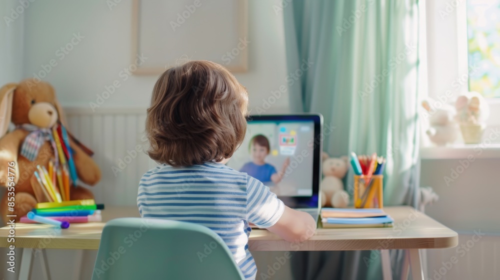 A child at home learning