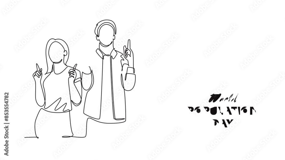 World Population Day Concept. Single line draw design. Full length animation illustration. High quality 4k footage. World Population Day Concept. Single line draw design. Full length animation illustration. High quality 4k footage.