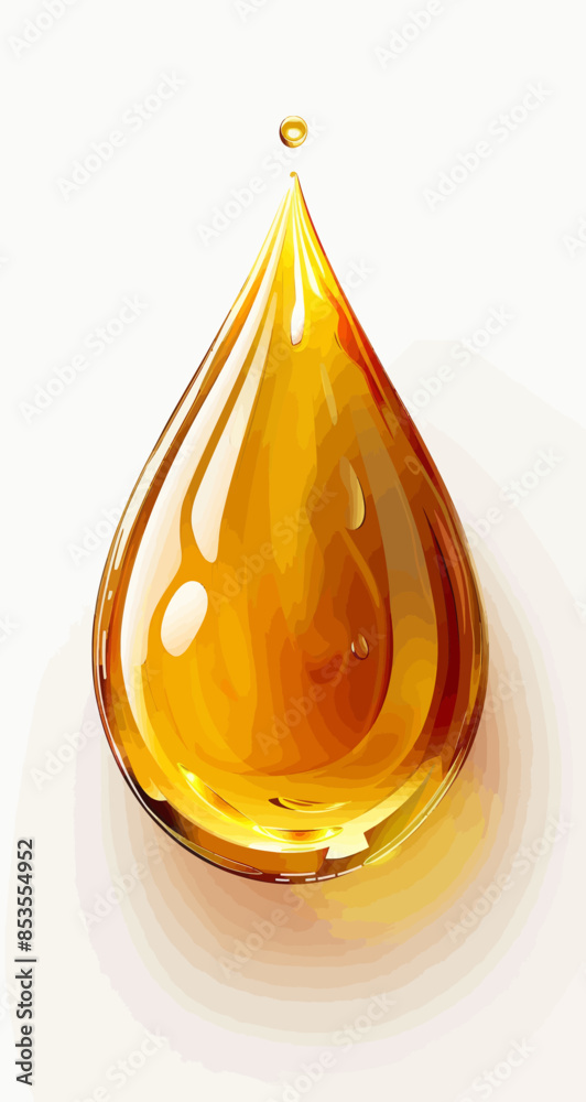 Vivid Yellow Drop: A Glossy, Transparent 3D Rendering of a Single Droplet Vivid Yellow Drop: A Glossy, Transparent 3D Rendering of a Single Droplet