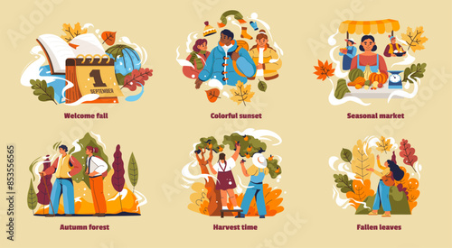 Fall Season Activities Illustration vector