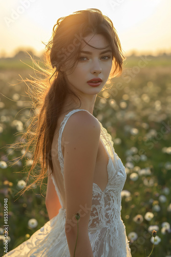Frau im weißem Kleid photo