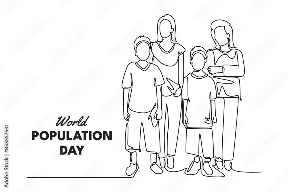 World Population Day Concept. Single line draw design vector graphic illustration. World Population Day Concept. Single line draw design vector graphic illustration.