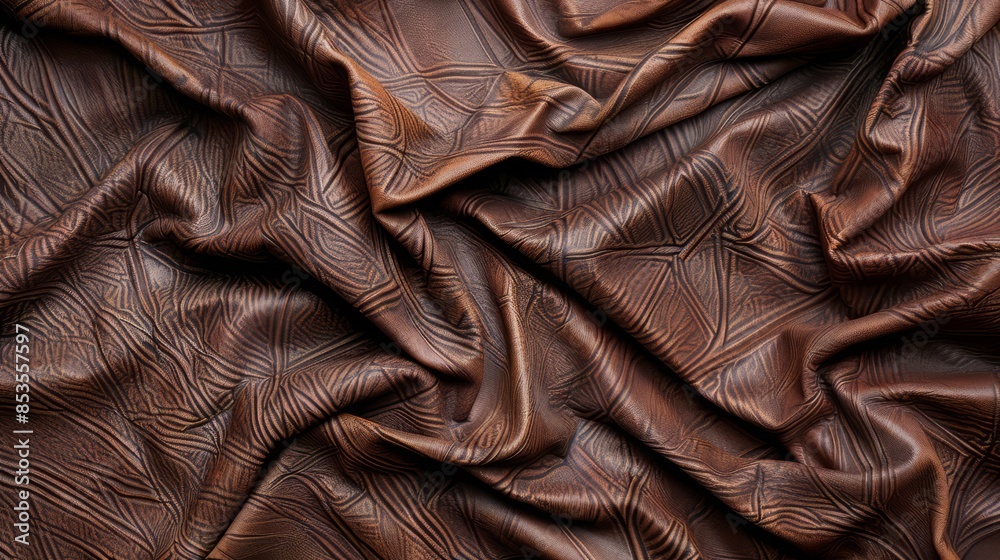 Obraz premium Brown leather with geometric pattern texture.