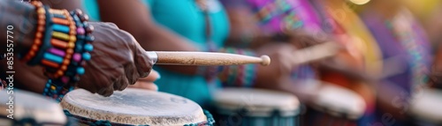 Closeup of Hands Playing a Drum During a Performance