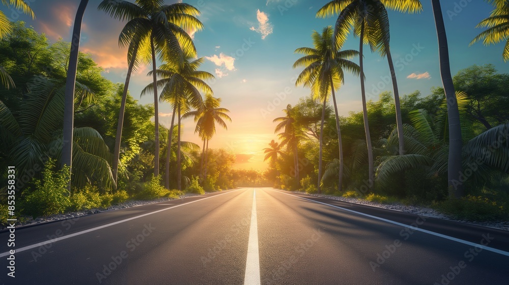 Fototapeta premium Palm trees summer background