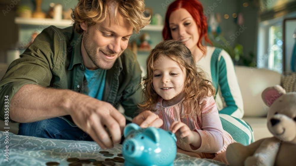 Family Saving Money Together