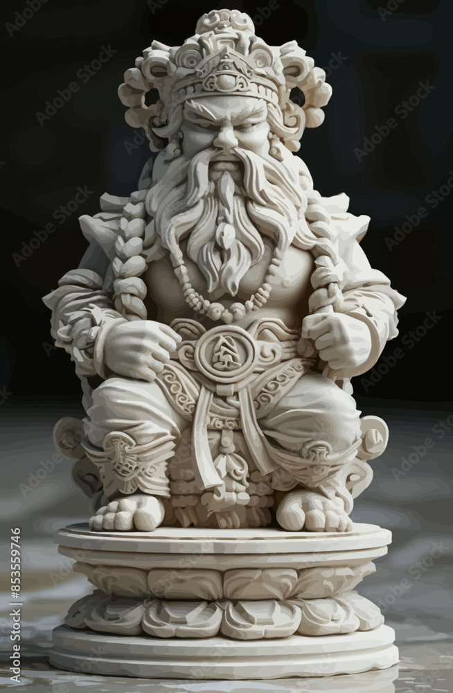 Ornate Stone Statue of a Bearded Figure with a Crown and Scepter Ornate Stone Statue of a Bearded Figure with a Crown and Scepter