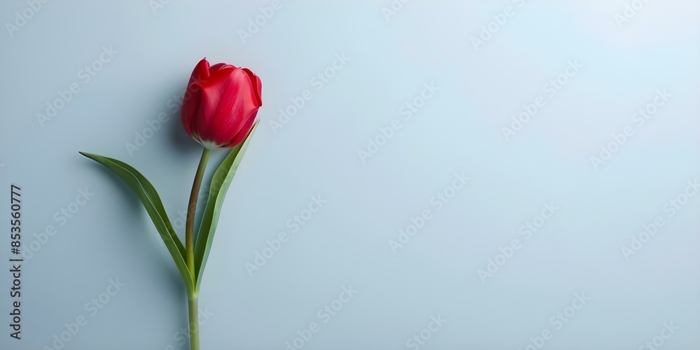 Fototapeta premium Red Tulip A Symbol of Parkinson's and Alzheimer's Awareness on April 11th. Concept Alzheimer's Awareness, Parkinson's Awareness, Red Tulip Symbol, April 11th Event