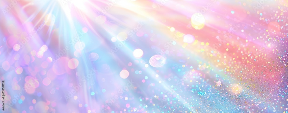Holographic white background with blurred rainbow light rays and lens flare effect Holographic white background with blurred rainbow light rays and lens flare effect