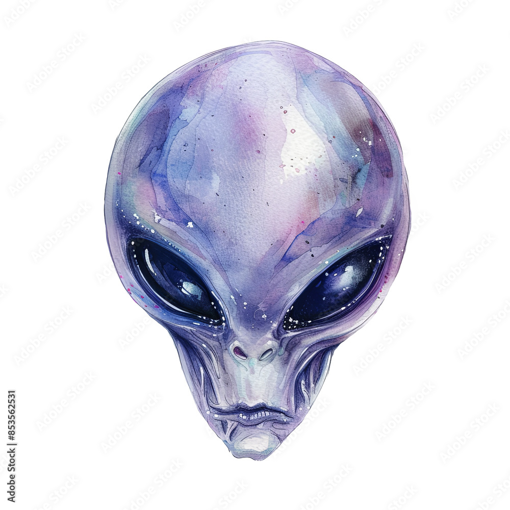 Alien head watercolor clipart illustration isolated on transparent ...