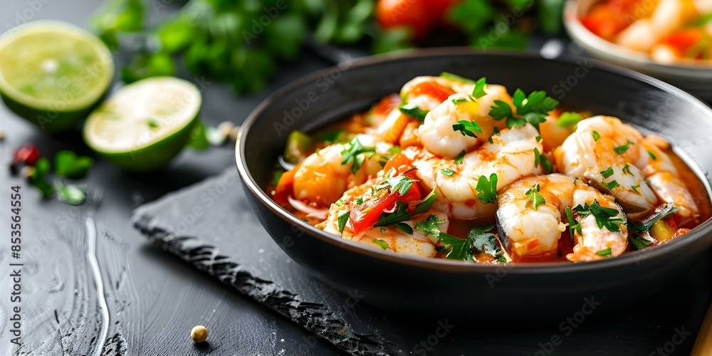Savor Moqueca Bana White Fish Stew with Sweet Pepper Lime. Concept Brazilian Cuisine, Seafood Dishes, Traditional Recipes, Cooking Techniques, Flavorful Stews Savor Moqueca Bana White Fish Stew with Sweet Pepper Lime. Concept Brazilian Cuisine, Seafood Dishes, Traditional Recipes, Cooking Techniques, Flavorful Stews