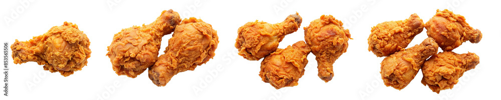 set of fried chicken wings isolated on white background set of fried chicken wings isolated on white background