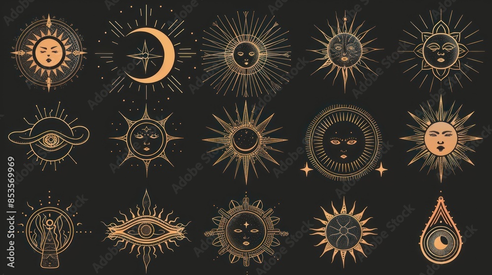 sun logo design templates and prints - abstract design elements for decoration in modern minimalist style sun logo design templates and prints - abstract design elements for decoration in modern minimalist style