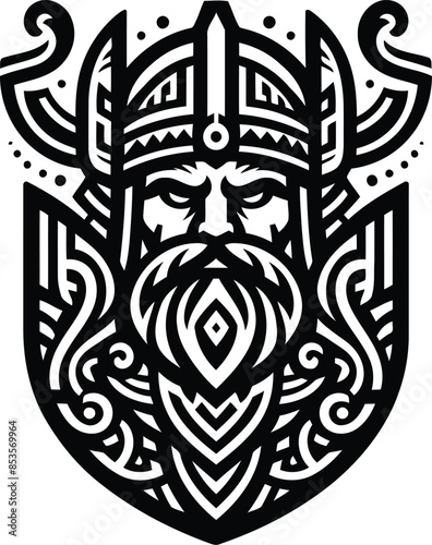  odin silhouete with Polynesian ethnic pattern illustration