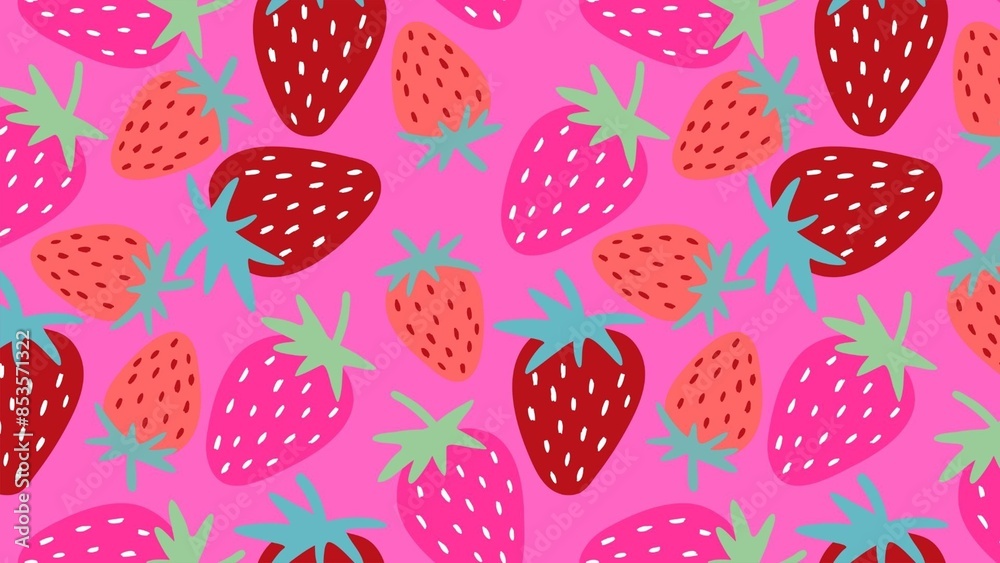 a pattern of strawberries on a pink background a pattern of strawberries on a pink background