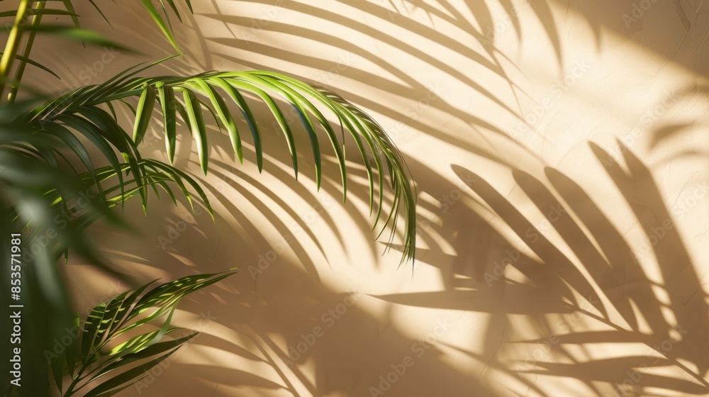 Obraz premium The palm leaves and shadows