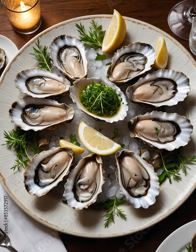 Oysters on Ice with Lemon Wedges