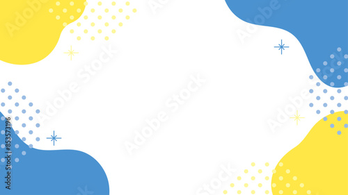 抽象的なフレーム　シェイプ　キラキラ　青と黄色