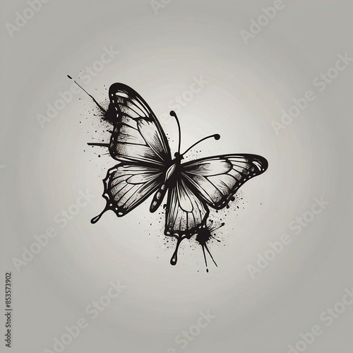 one hand drawn butterflies ai photo