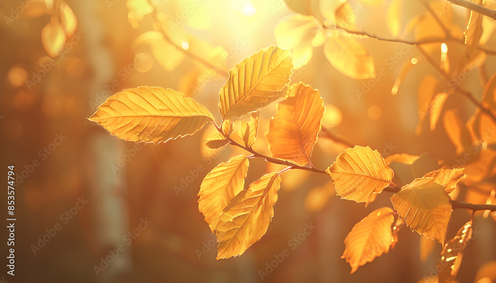 golden autumn leaves glow on a branch, creating a serene background for projects evoking the beauty of fall golden autumn leaves glow on a branch, creating a serene background for projects evoking the beauty of fall