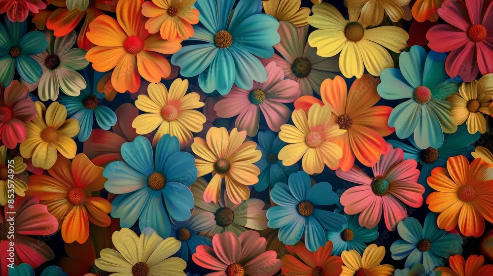 Vibrant and Playful Retro Flower Pattern for Background Design Vibrant and Playful Retro Flower Pattern for Background Design