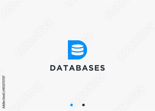 letter d with database logo design vector silhouette illustration