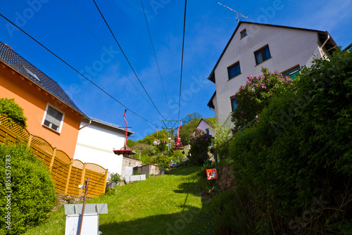 Assmannshausen Village - a UNESCO world heritage site in Rhine Valley with vineyards on steep slopes, Germany. photo