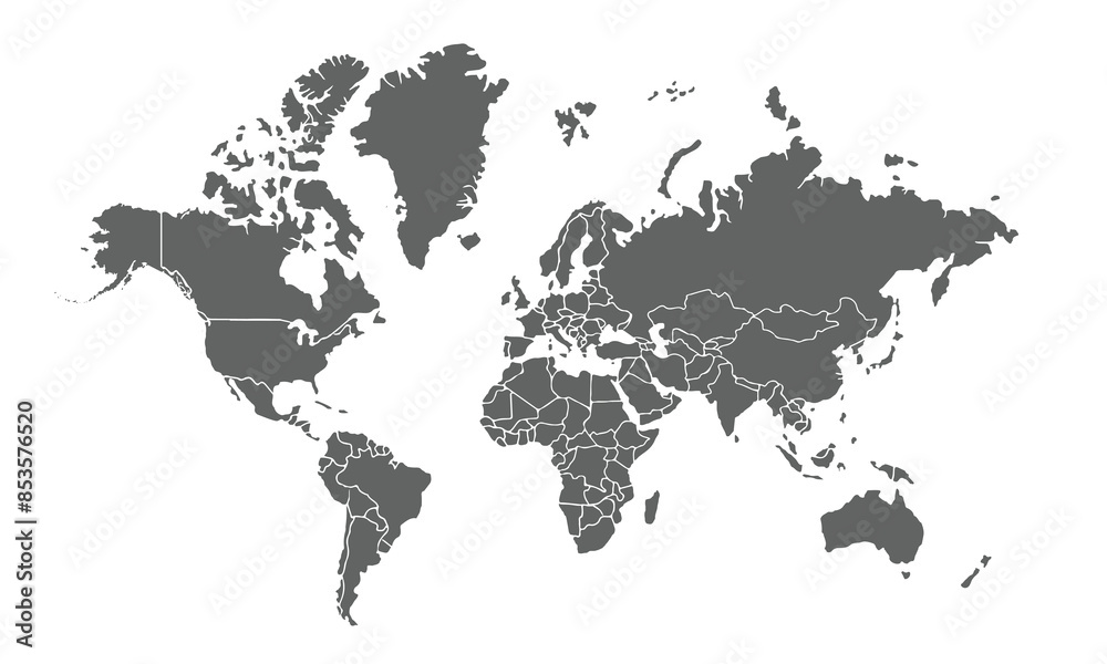 Map of world isolated on white background. for website layouts, background, education, precise, customizable, Travel worldwide, map silhouette backdrop, earth geography, political, reports. Map of world isolated on white background. for website layouts, background, education, precise, customizable, Travel worldwide, map silhouette backdrop, earth geography, political, reports.