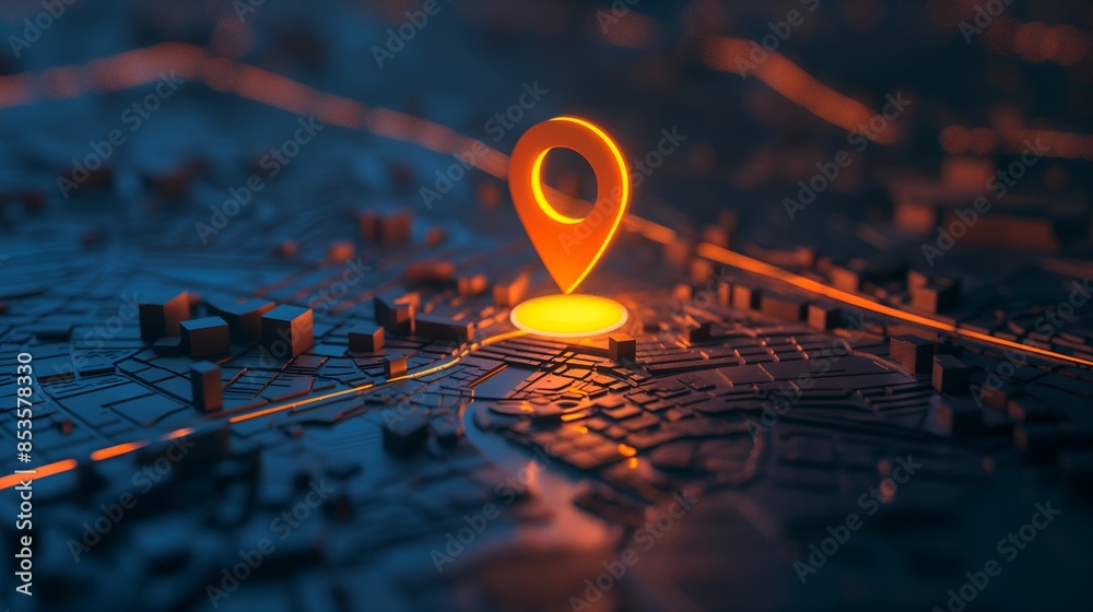 Advanced Digital Map with Glowing Location Pins for Future Logistics ...