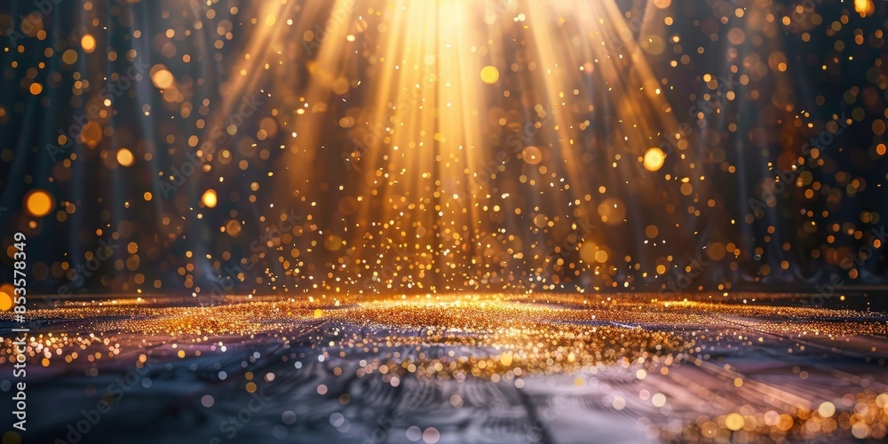 Naklejka premium Golden Glitter and Light Rays