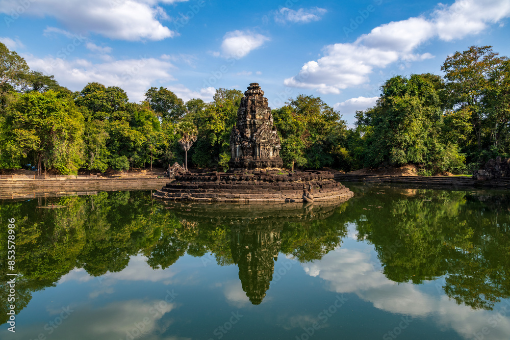 Beautiful Reflection of Neak Pean Temple in the Angkor Wat historical site, Siem Reap, Cambodia Beautiful Reflection of Neak Pean Temple in the Angkor Wat historical site, Siem Reap, Cambodia