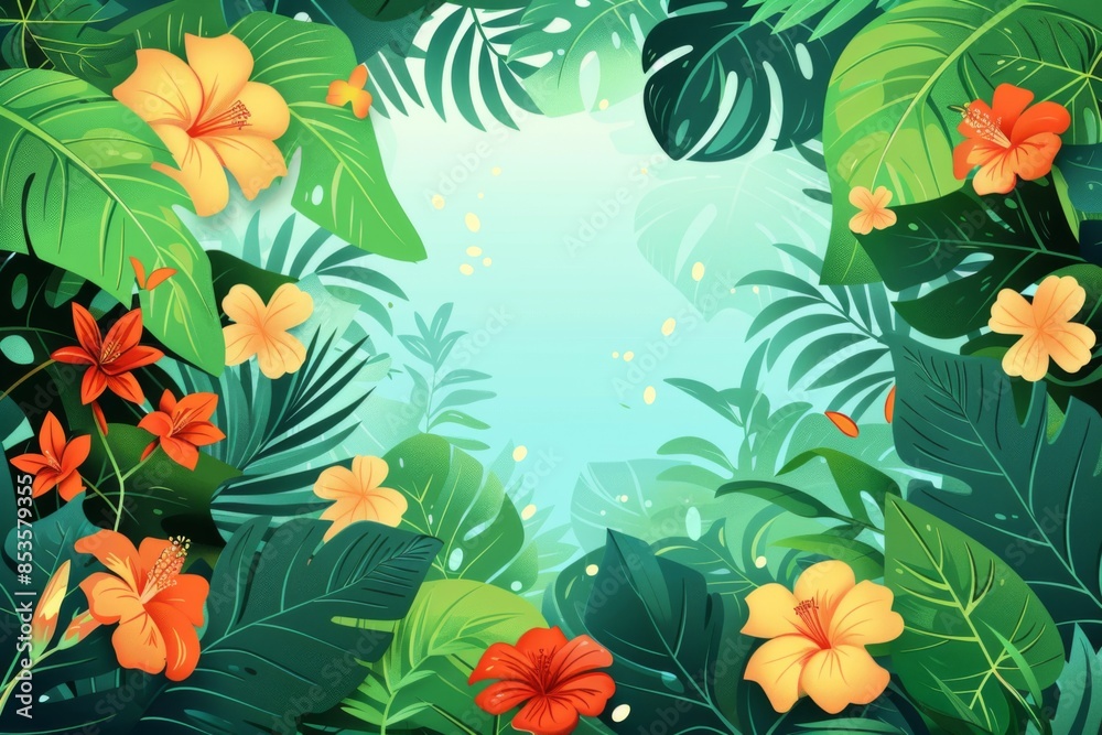 Summer Background illustration created with Generative AI Summer Background illustration created with Generative AI