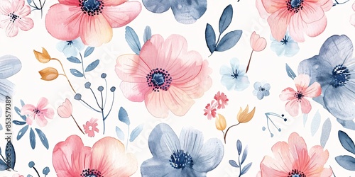 Delicate floral watercolor design in gentle hues, perfect for cosmetic packaging or other uses.