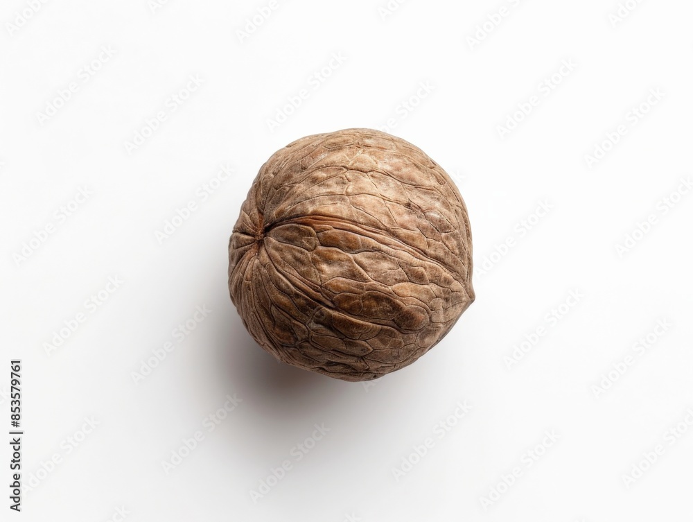 Whole dried nutmeg with textured brown shell Whole dried nutmeg with textured brown shell